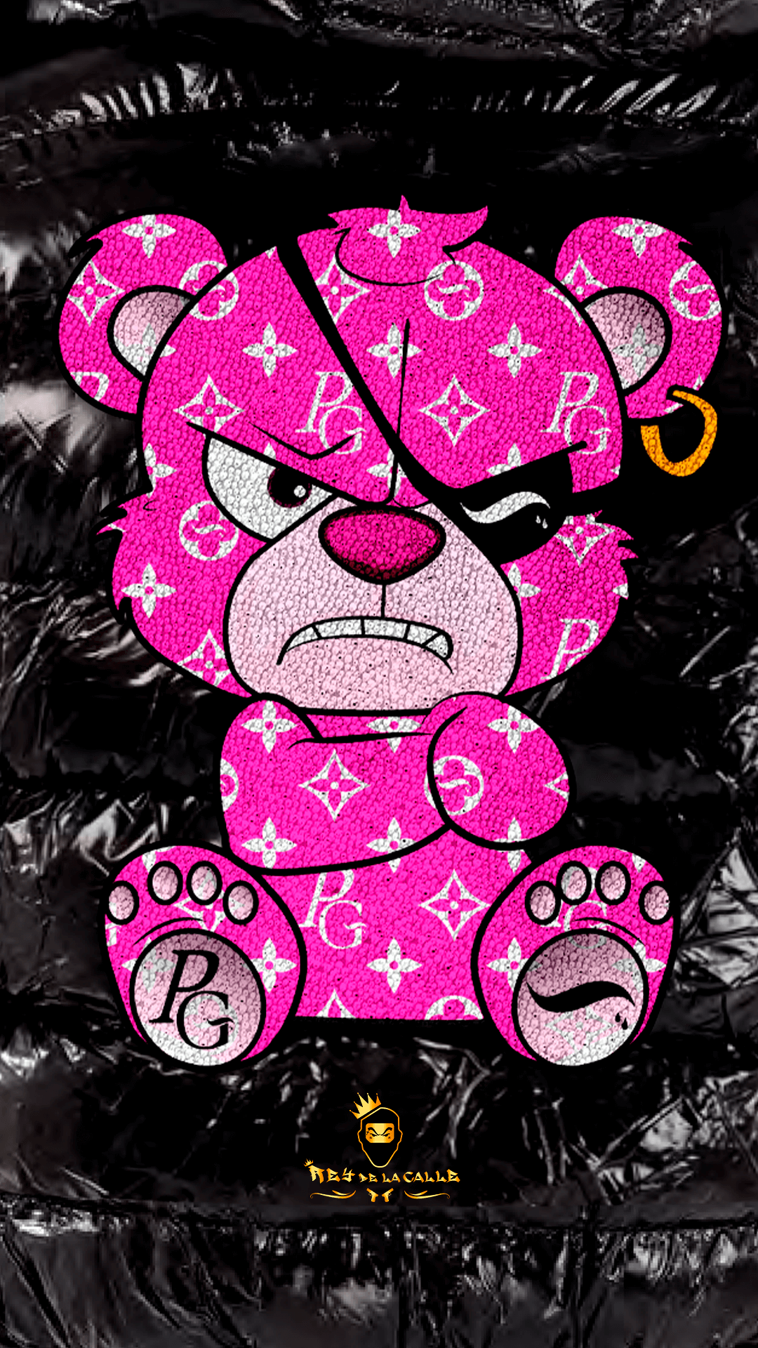 Chaqueta Pirate Gang París Negra Oso Rosa