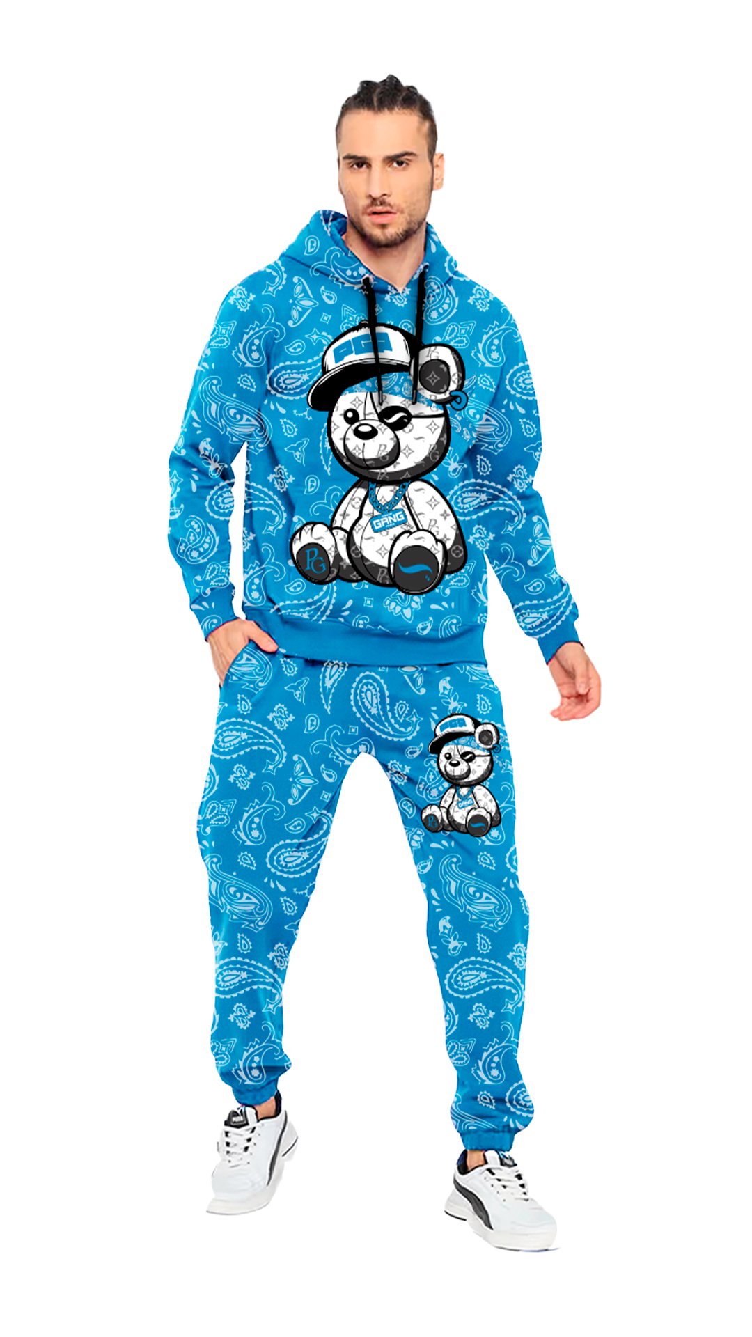 CONJUNTO PIRATE GANG PÀRIS CON OSITO, COLOR AZUL DE BANDANA