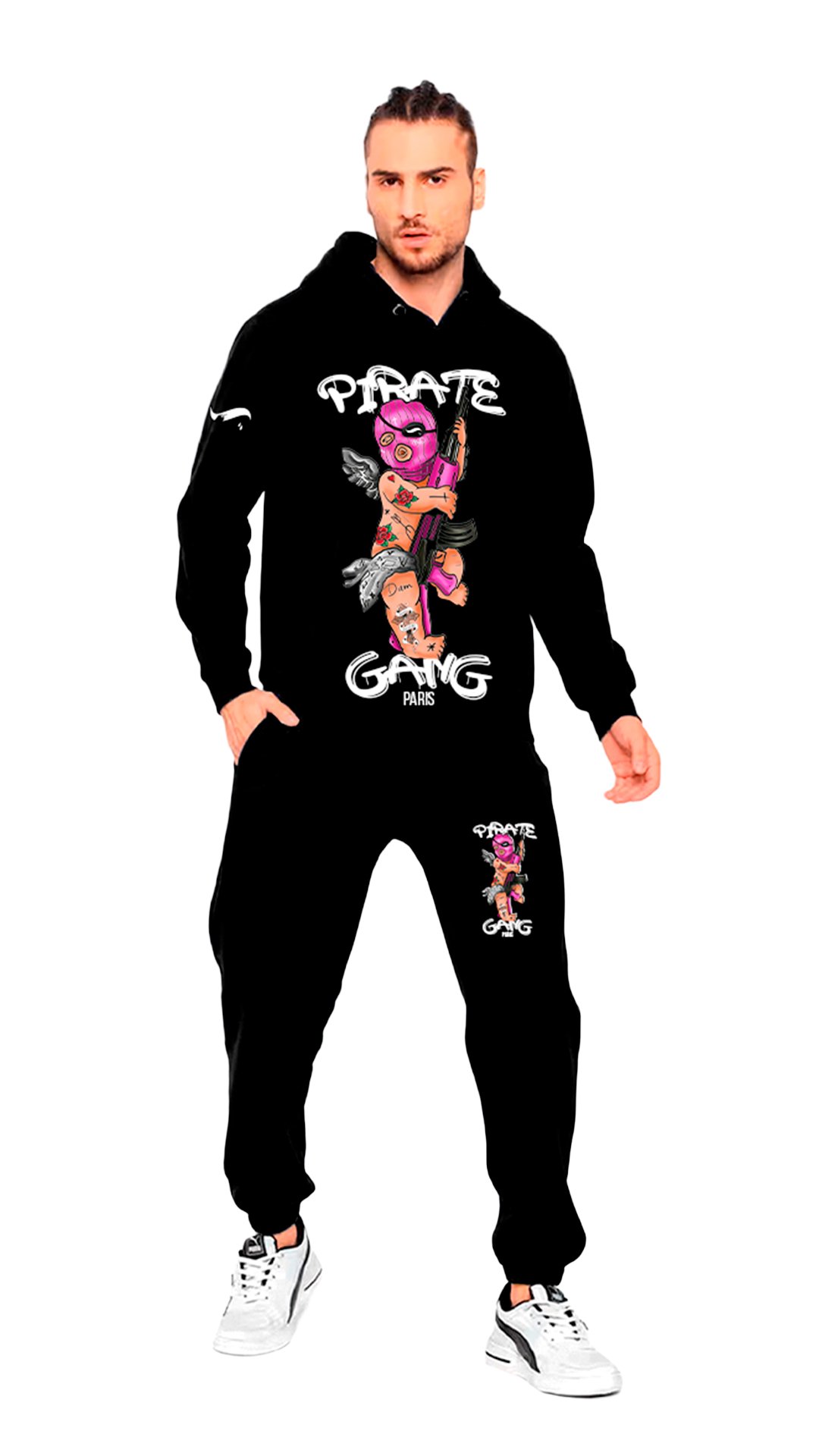 CONJUNTO PIRATE GANG PÀRIS NEGRO ANGEL ENCAPUCHADO