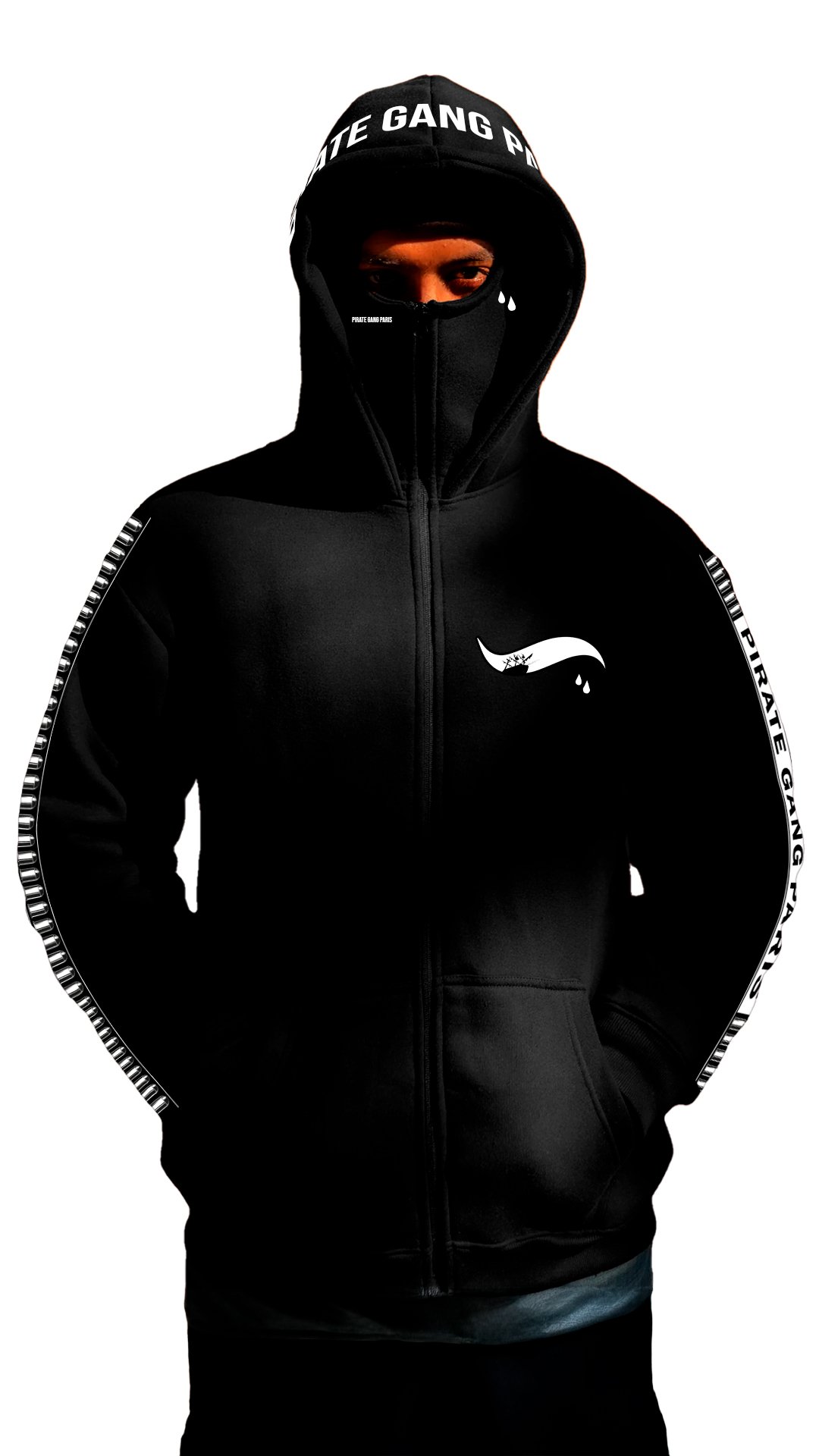 CONJUNTO PIRATE GANG PÀRIS CON HOODIE BALACLAVA, COLOR NEGRO