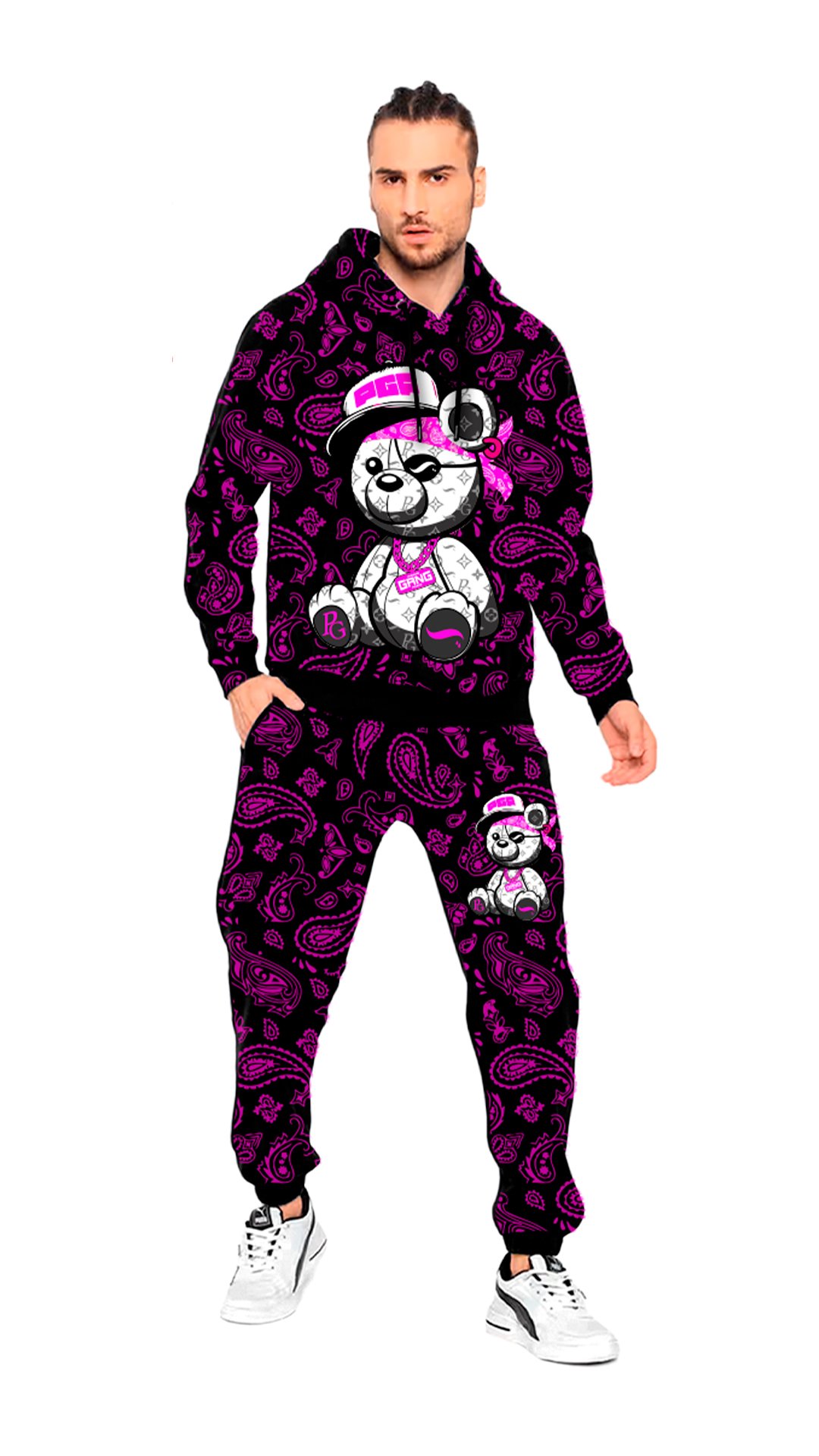 CONJUNTO PIRATE GANG PÀRIS CON OSITO, COLOR NEGRO DE BANDANA ROSA