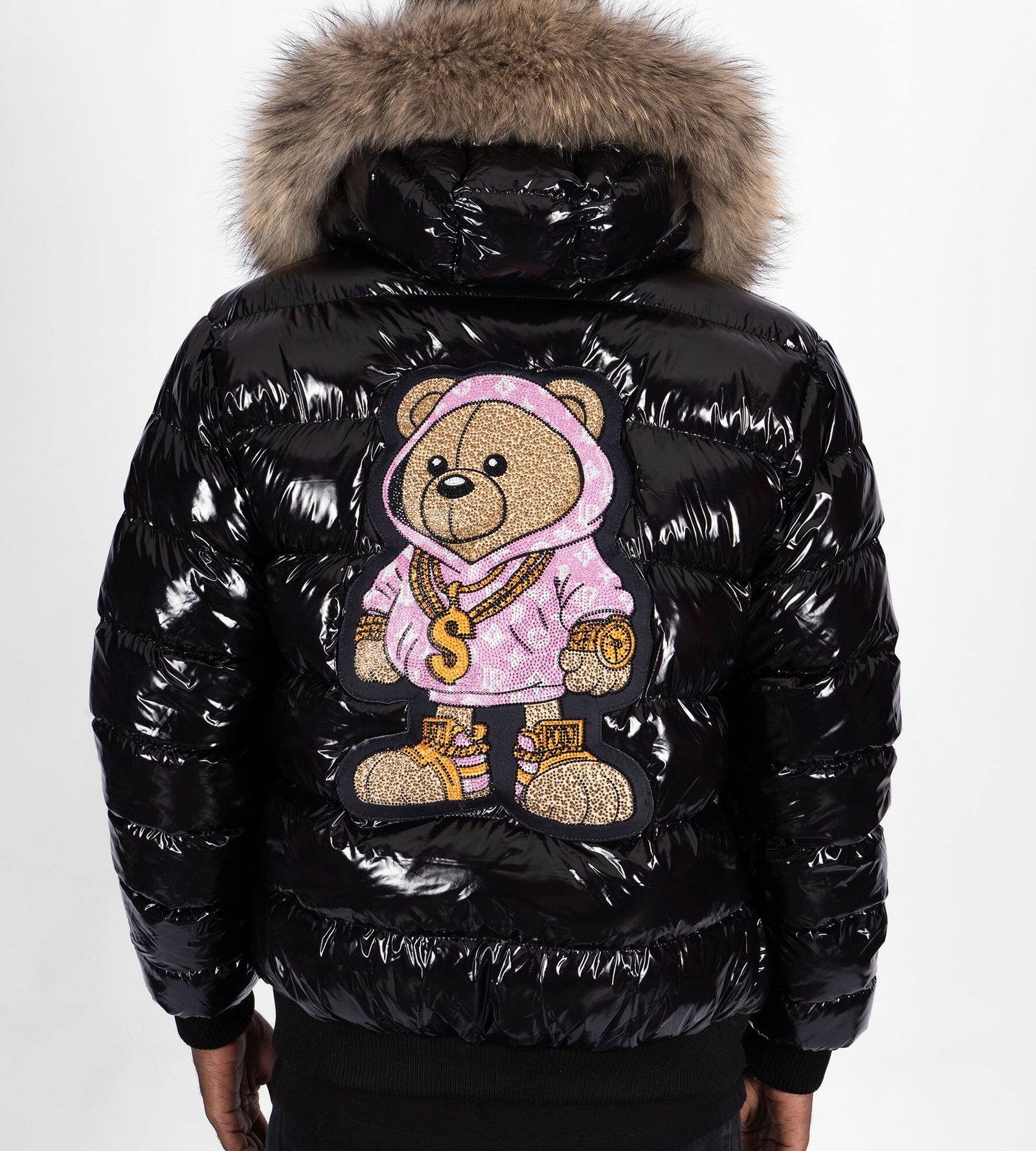 Chaqueta Pirate Gang París Negra Oso Rosa