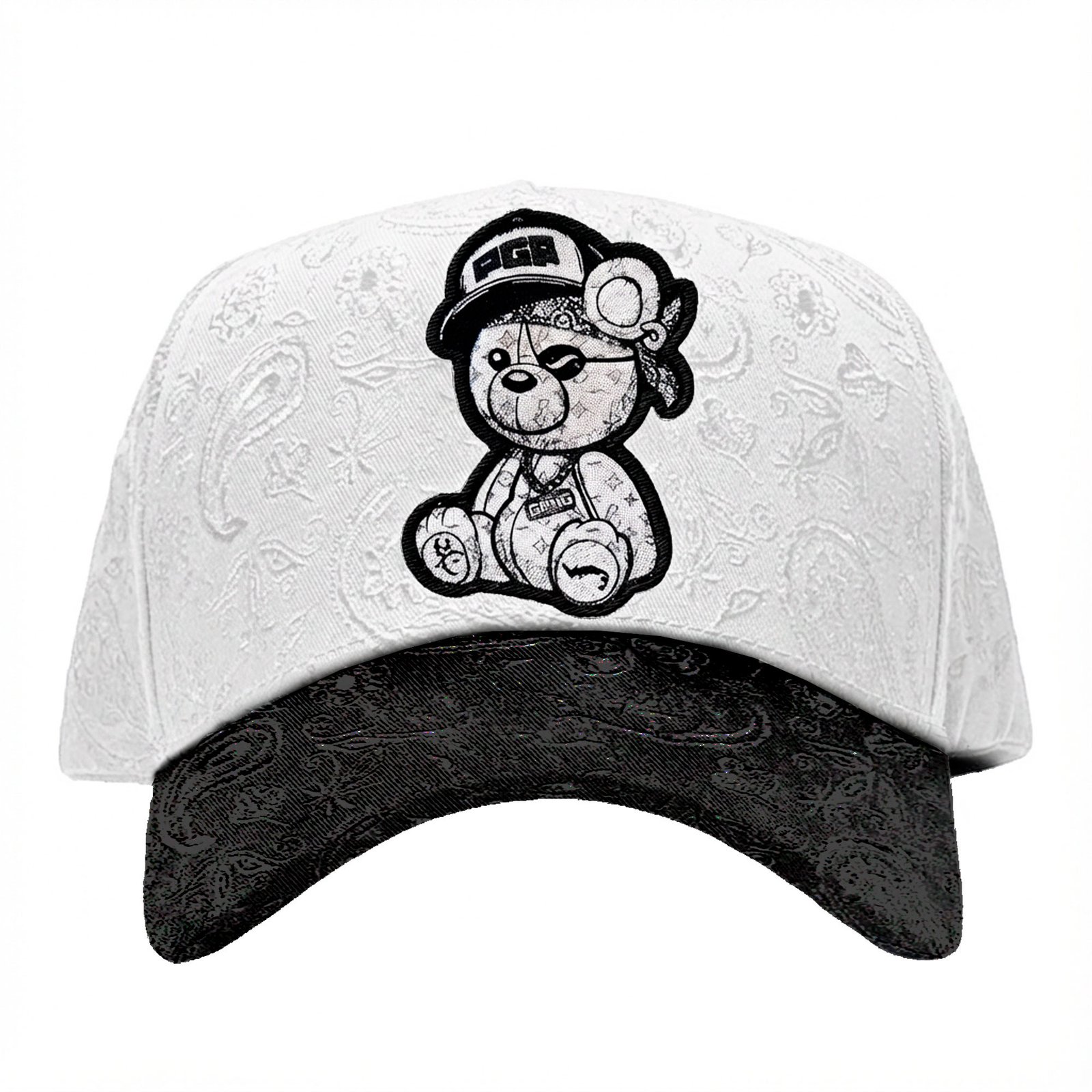 Gorra Pirate Gang París Blanca y Negra, Oso con parche
