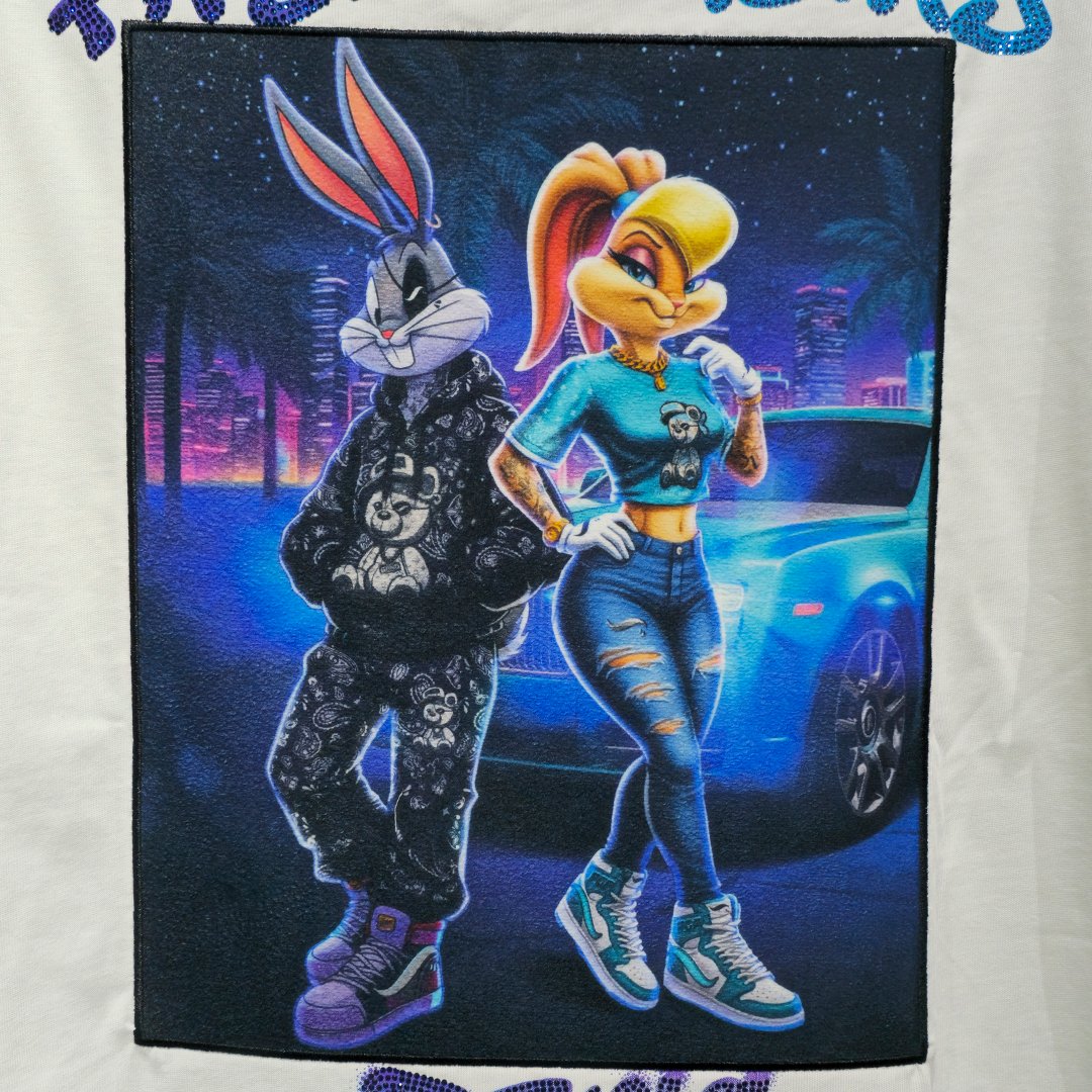 Camiseta Pirate Gang París Bugs Bunny y Lola Bunny Blanca - Imagen 6