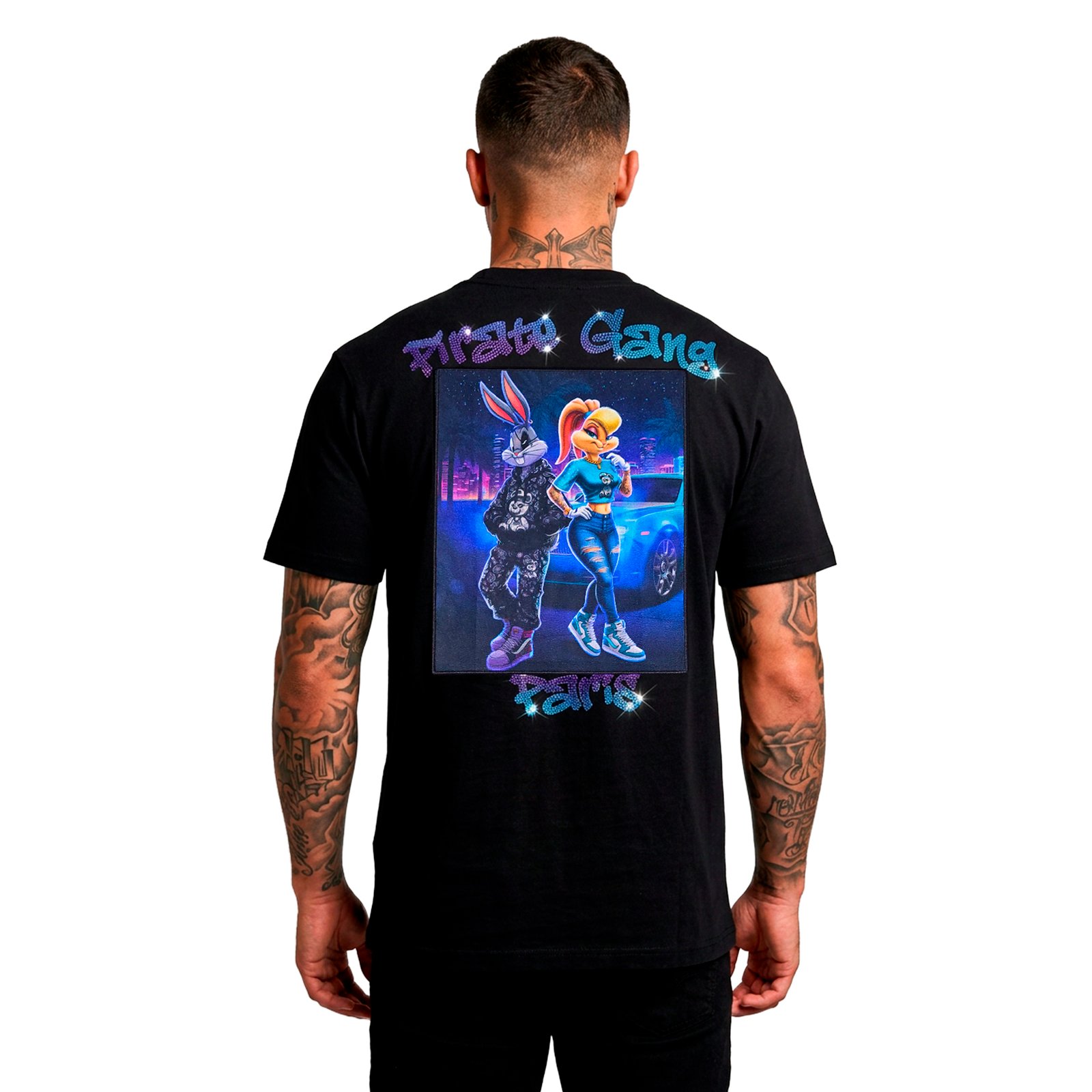 Camiseta Pirate Gang París Bugs Bunny y Lola Bunny Negra