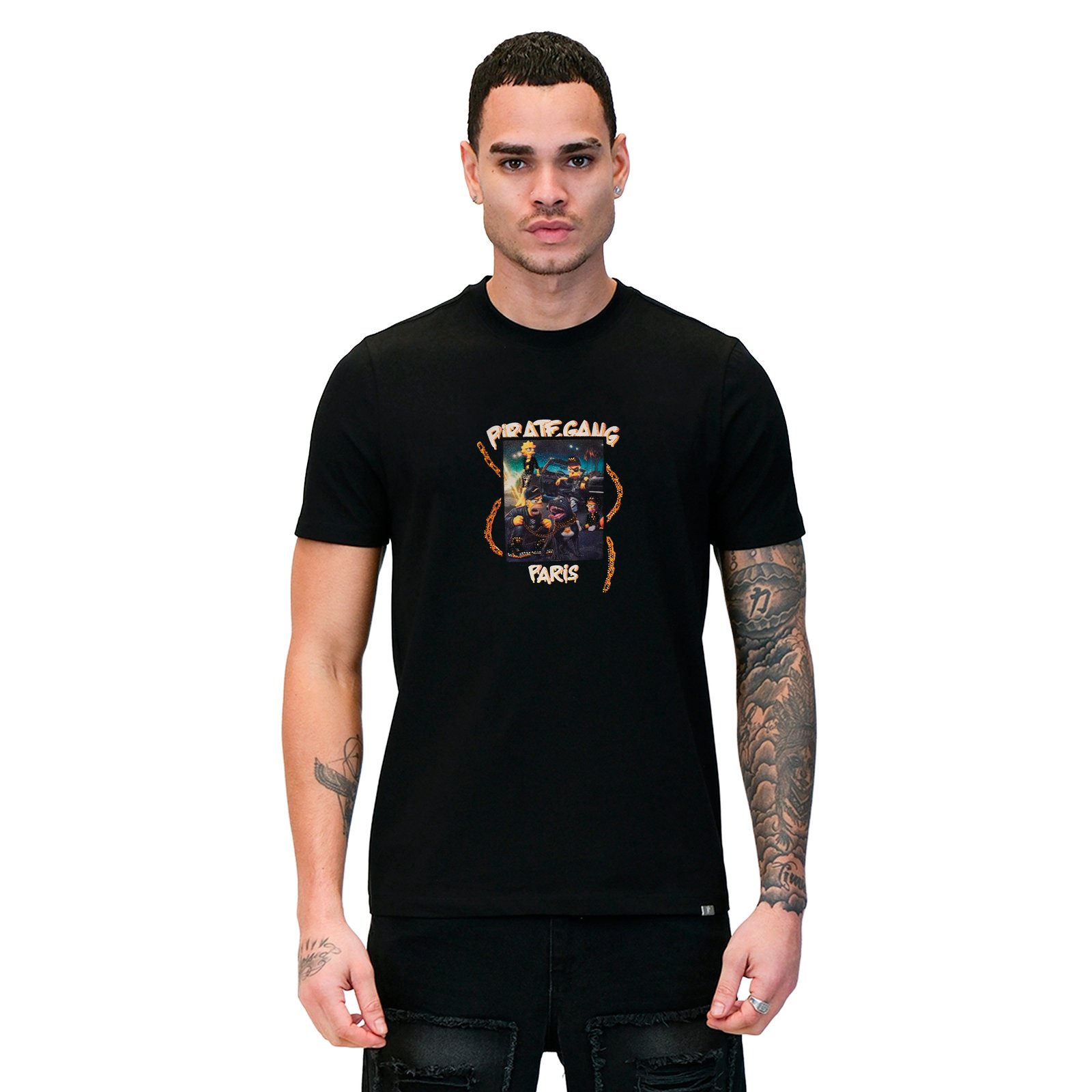 Camiseta Pirate Gang Paris | Negra Terciopelo y Pedrería Simpsons | Urban Luxury PGP - Imagen 2