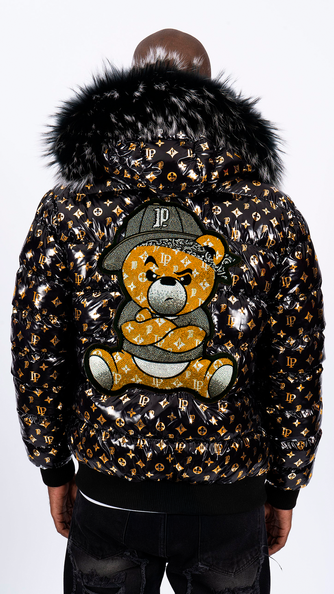 Chaqueta Plumas PGP Oso Monograma LP - Negro / Dorado