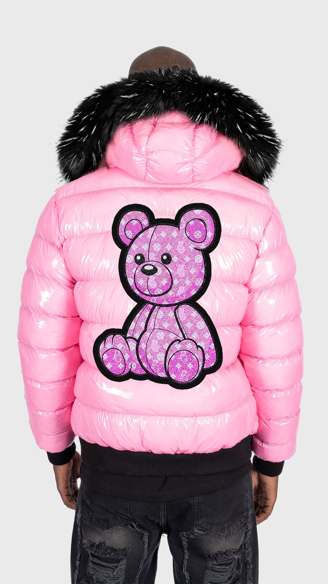 Chaqueta de Plumas PGP Oso Monograma - Rosa Chicle