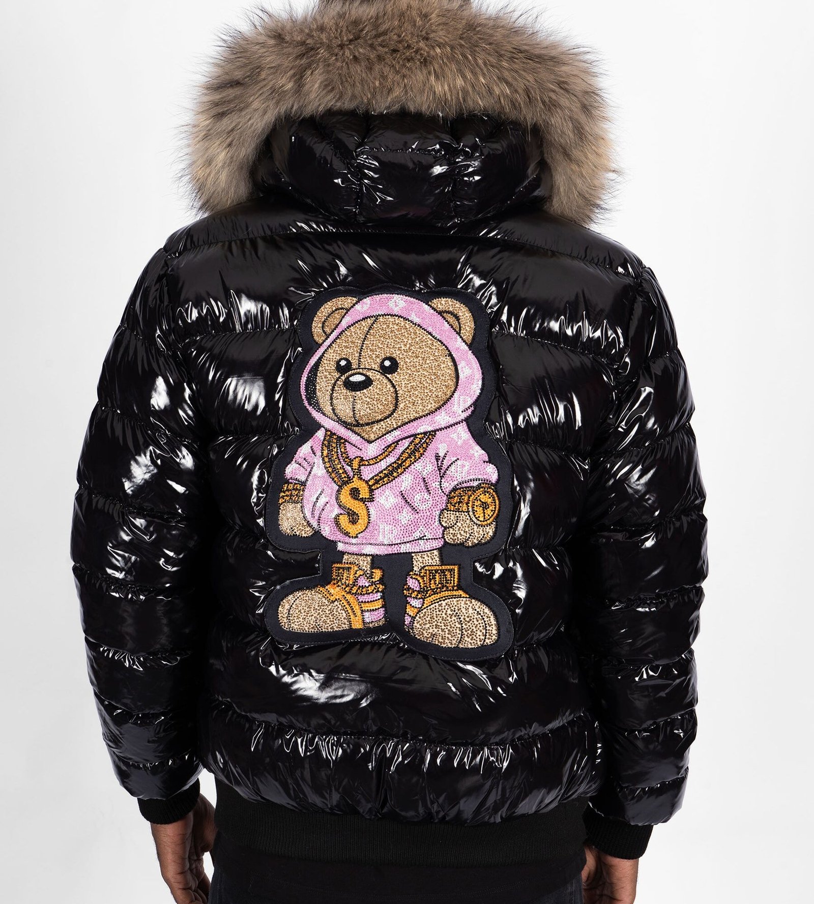 Chaqueta Plumas PGP Oso Rosa Cadena - Negro / Rosa