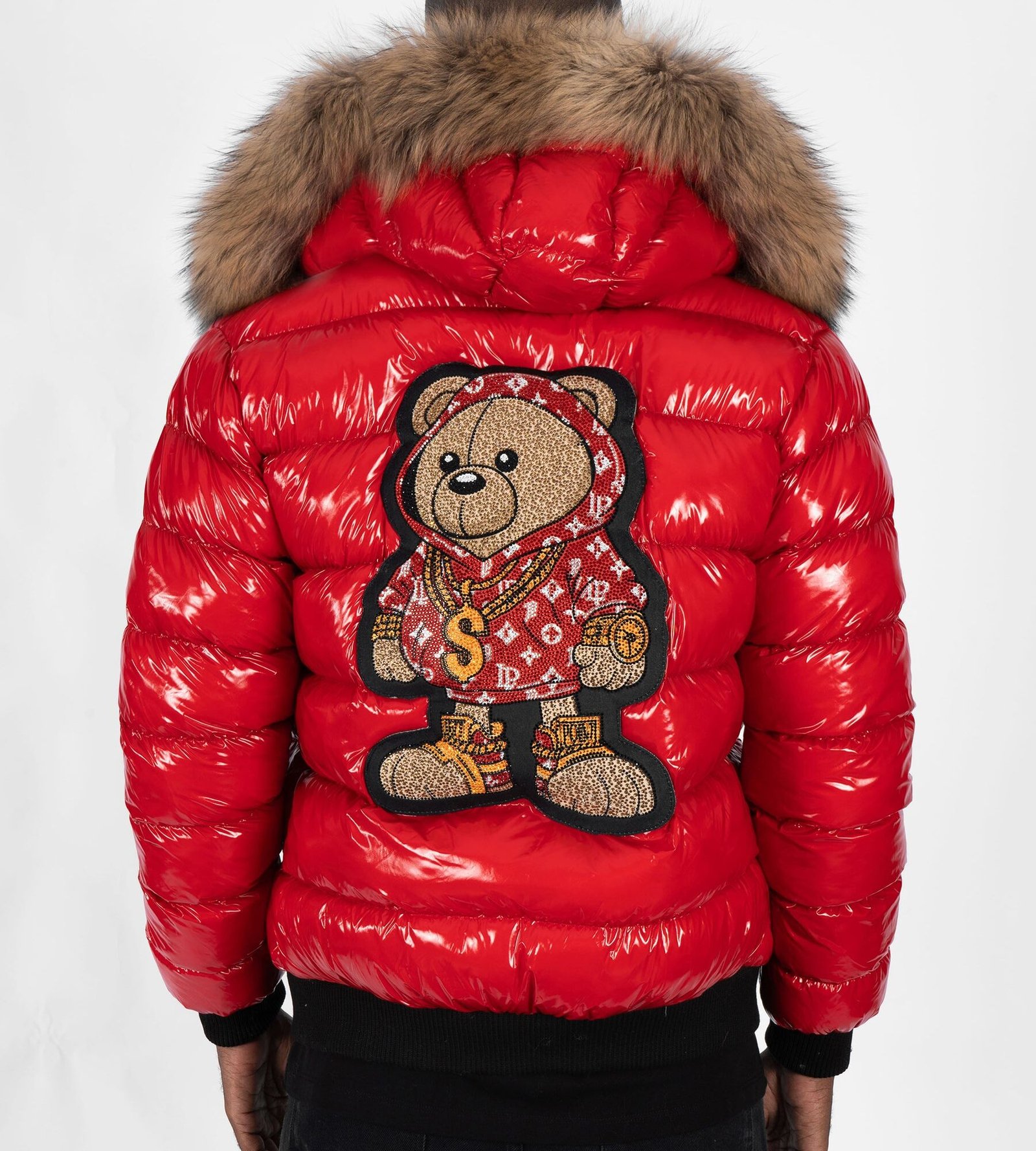 Chaqueta de Plumas PGP Oso con Cadenas - Rojo