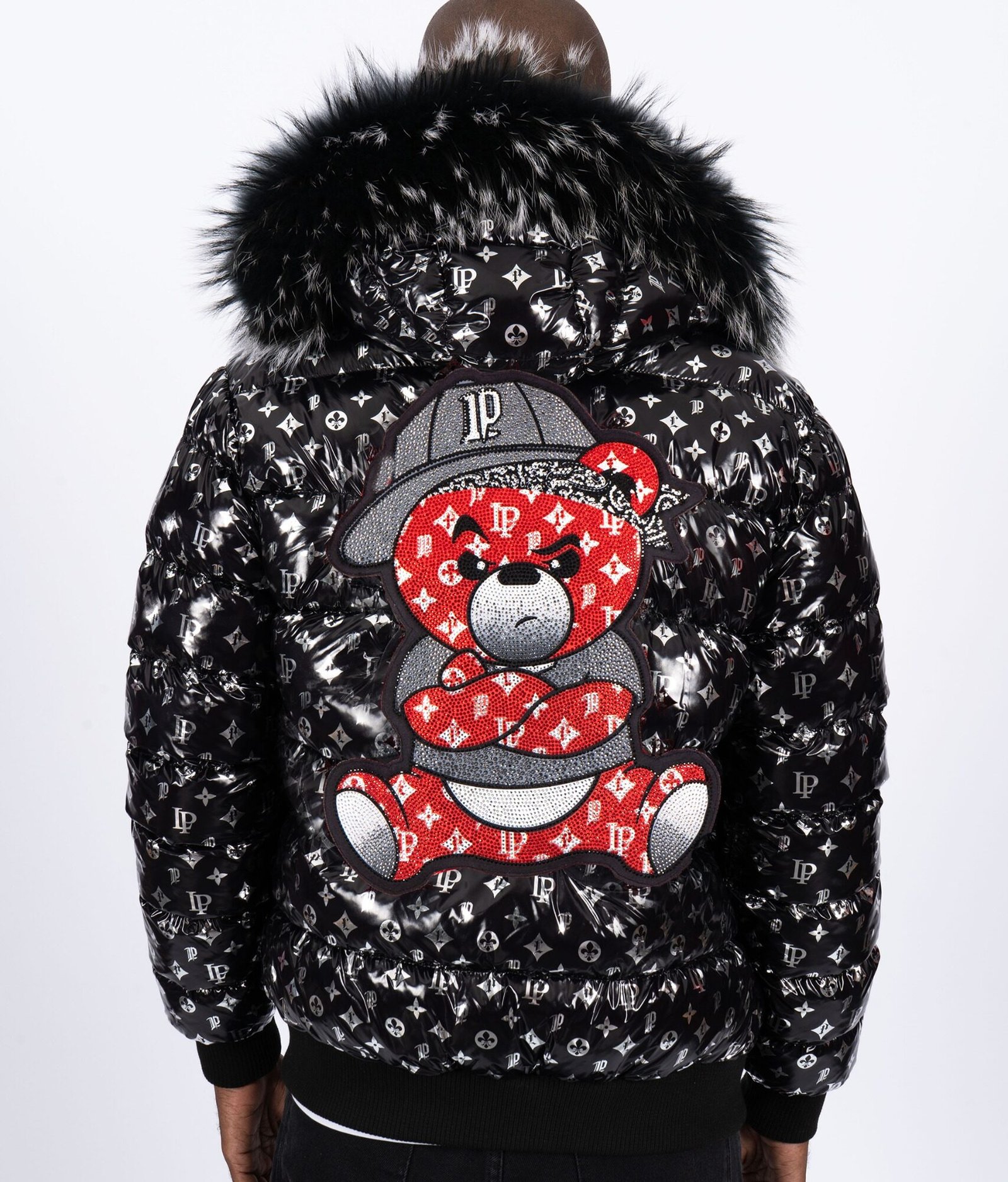 Chaqueta de Plumas PGP Monograma Oso - Negro / Plateado / Rojo