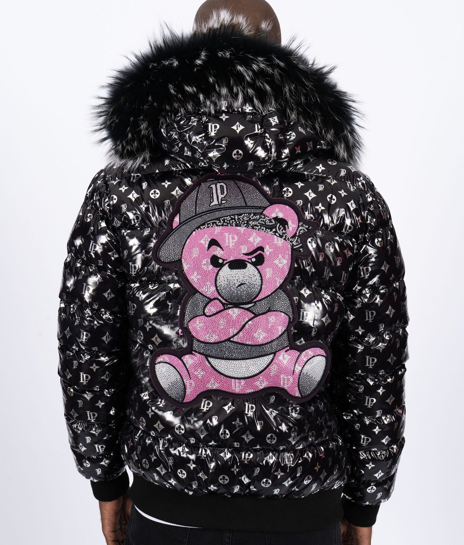 Chaqueta de Plumas PGP Monograma Oso - Negro / Plateado / Rosa