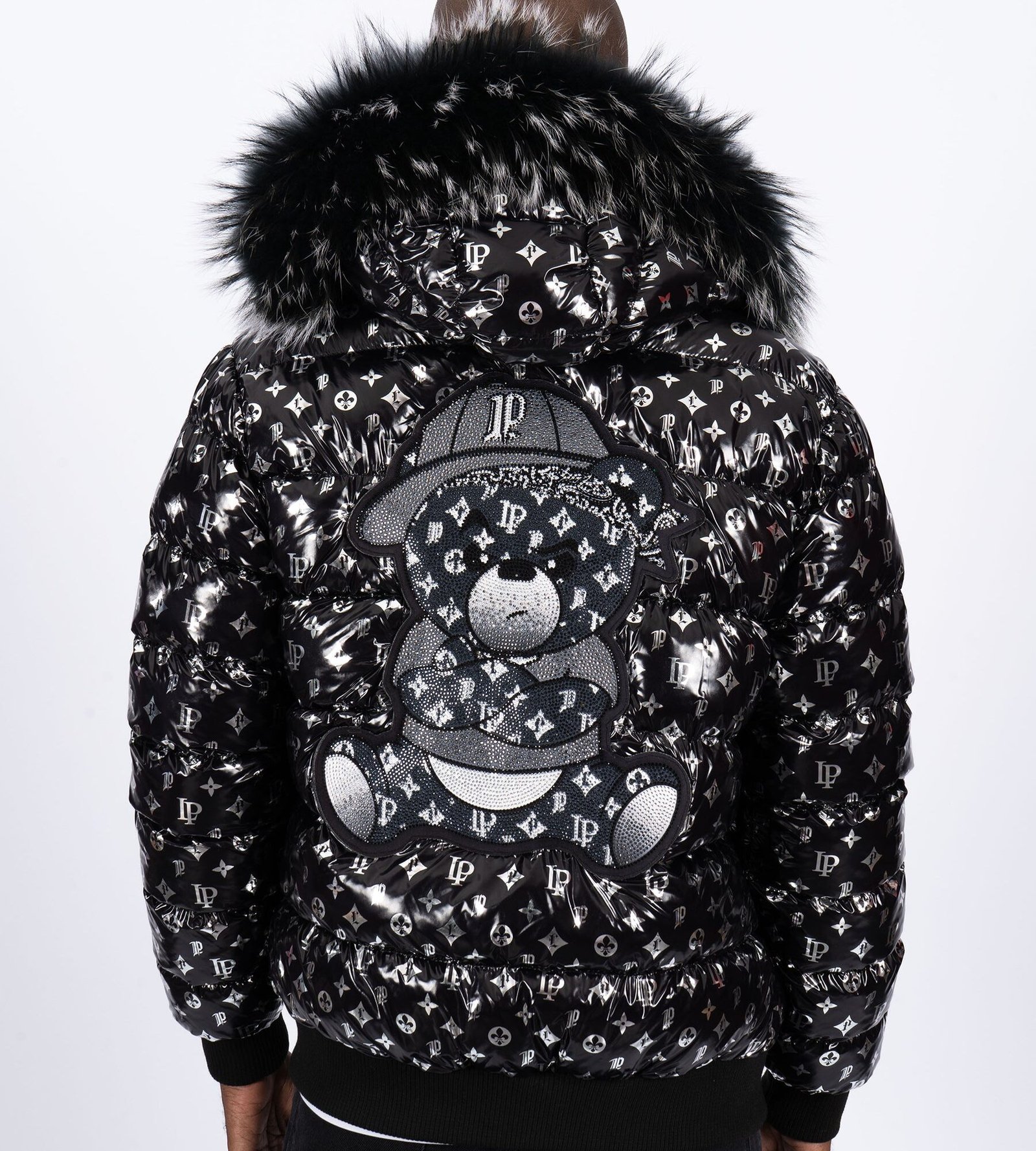 Chaqueta de Plumas PGP Monograma Oso - Negro / Plateado / Gris